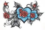 roses and clouds and heart tattoo design idea