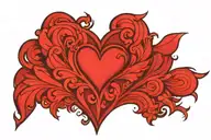 plain red heart shape tattoo design idea