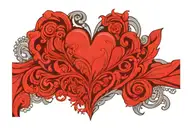 plain red heart shape tattoo design idea