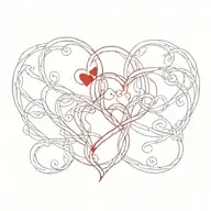 red three hearts intertwined representing different aspects tattoo design idea