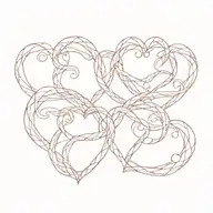 red three hearts intertwined representing different aspects tattoo design idea