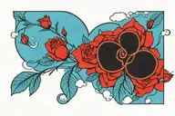 roses and clouds and heart tattoo design idea