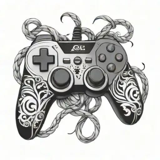 jet libra gaming controller intertwined tattoo design idea