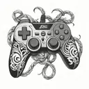 jet libra gaming controller intertwined tattoo design idea