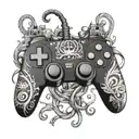 jet libra gaming controller intertwined tattoo design idea