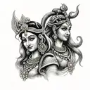 shiv parvati tattoo design idea