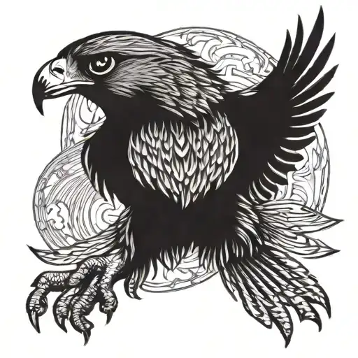 A hawk is a bird of prey known for its sharp talons, keen eyesight, and agile flight. These birds are medium-sized, with tattoo design idea