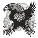 A hawk is a bird of prey known for its sharp talons, keen eyesight, and agile flight. These birds are medium-sized, with tattoo design idea
