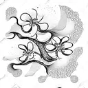 cherry blossom with waves tattoo design idea