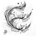 cherry blossom with waves tattoo design idea