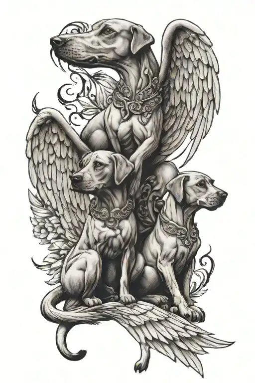 two Ridgeback with Wings of Angels features several Nordic mythology tattoo tattoo design idea