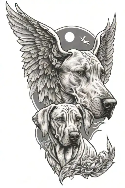 two Rhodesian Ridgeback with Wings of Angels features several Nordic mythology tattoo tattoo design idea