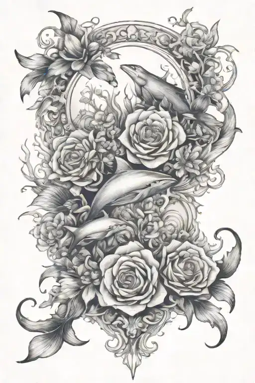 family ocean flowers world   tattoo design idea