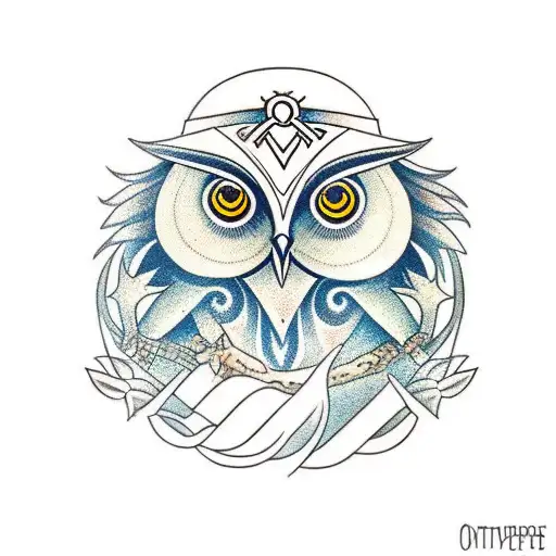 neo traditional owl on shoulder tattoo design idea