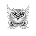 neo traditional owl on shoulder tattoo design idea