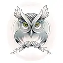 neo traditional owl on shoulder tattoo design idea