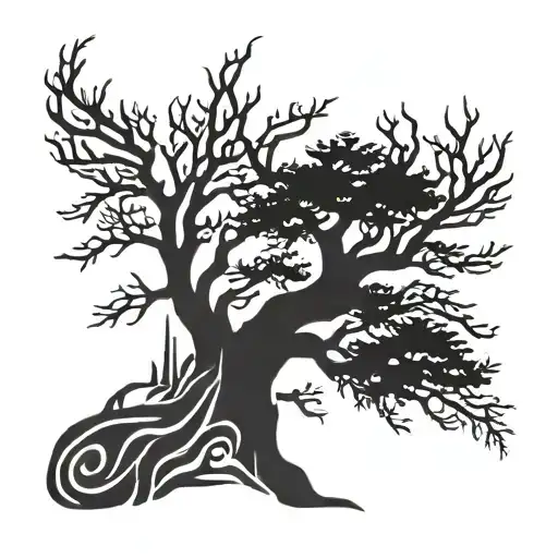 lebanese cedar tree silhouette enigma secrets east very detailed tattoo design idea