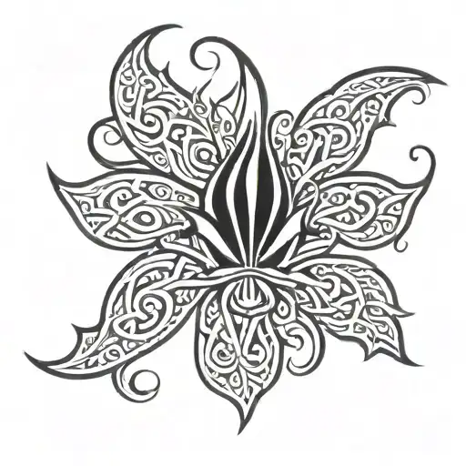 fleur de lis with a Scottish thistle in a Celtic knot style tattoo design idea