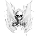 tyler the creator with skeleton wings, neo tribal, cyber sigilism tattoo design idea