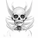 tyler the creator with skeleton wings, neo tribal, cyber sigilism tattoo design idea