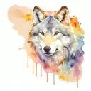 Wolf melting in to a black puddle reaching for help tattoo design idea