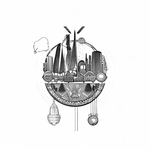 Barcelon City skyline tattoo design idea
