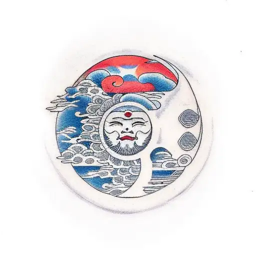 Sun and Moon tattoo design idea