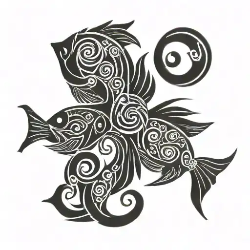 Fish yin yang tattoo design idea