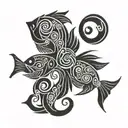 Fish yin yang tattoo design idea
