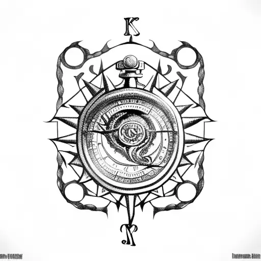 kraken holding a broken compass tattoo design idea