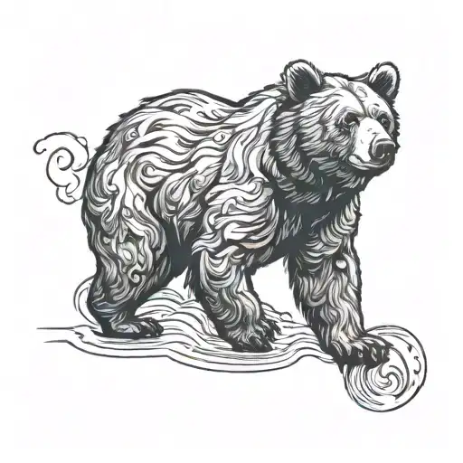 bear walking tattoo design idea