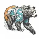 bear walking tattoo design idea