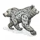bear walking tattoo design idea