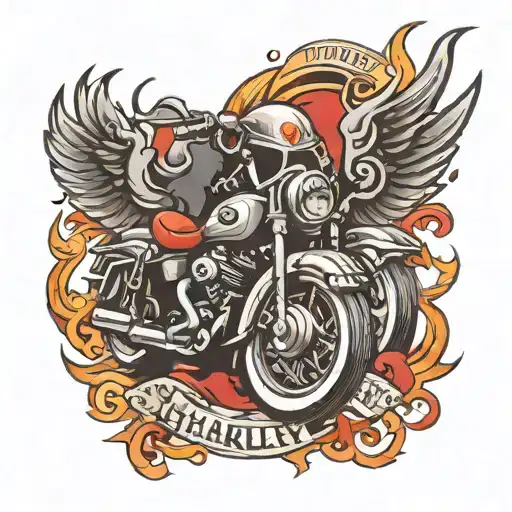 harley logo in gigerstyle tattoo design idea