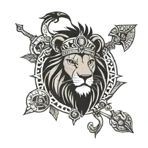 lion king and percussion tattoo design idea