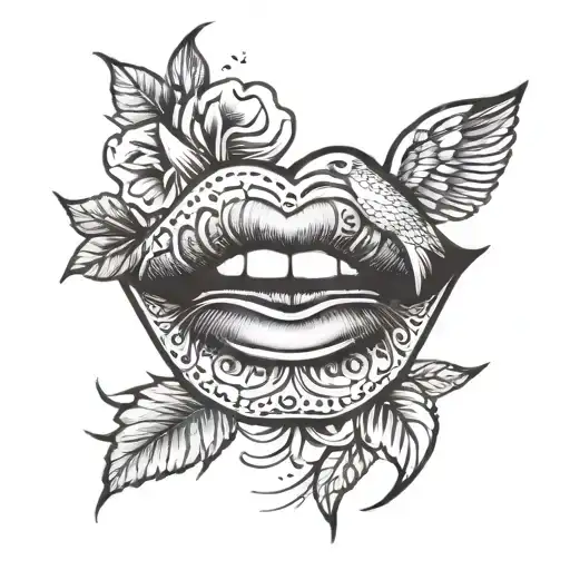 sexy lip kiss tattoo design idea