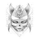 waifu deformed tattoo design idea