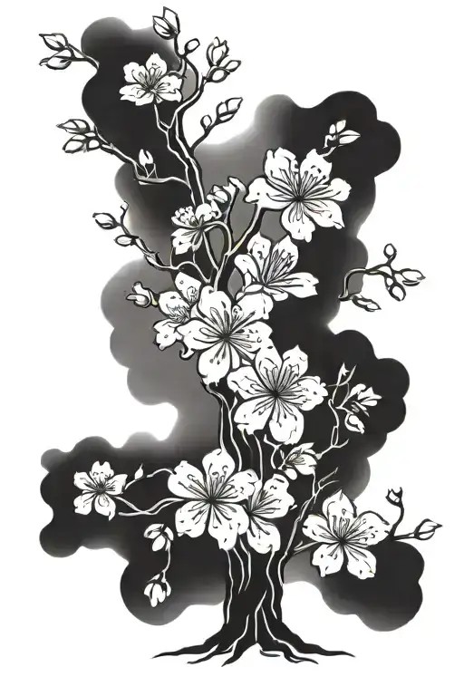 Cherry blossom tree with family name tattoo tattoo design idea