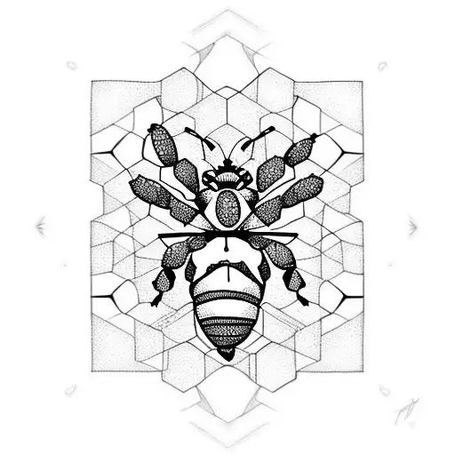 bee with honeycombs tattoo design idea