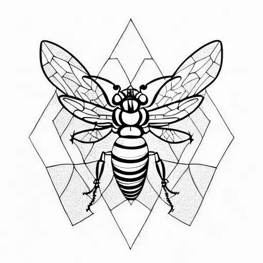 tribal wasp with honeycombs tattoo design idea