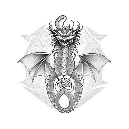 Dragon to be placed on the whole arm.at contain celtic motives tattoo design idea