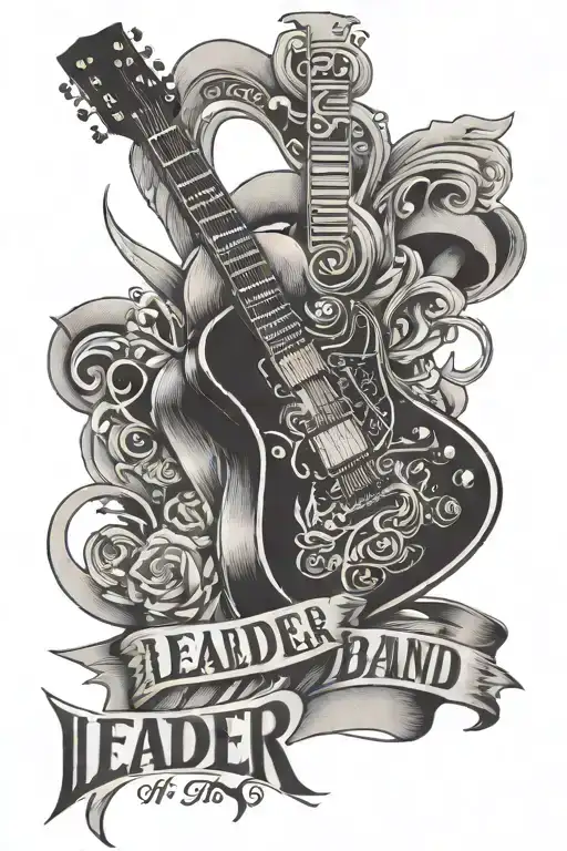 Guitar with "Leader of the Band" words  inside tattoo design idea