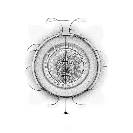 A numerology chart intertwined with cartoon luck symbols tattoo design idea