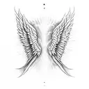 Angel Wings that say, "Pain and Suffering equals Greatness" tattoo design idea