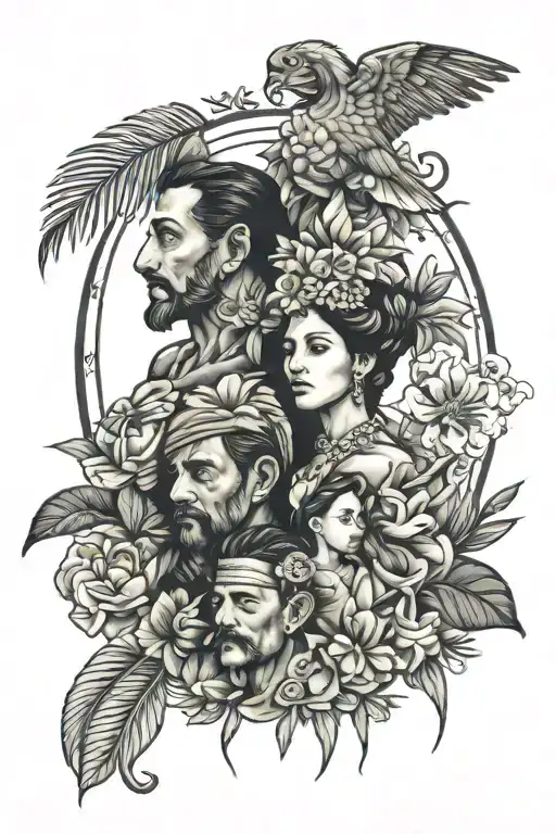 sacred family Costa Rica panama cuba tattoo design idea