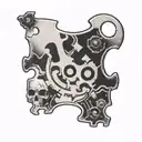 A tattoo of the iconic Saw jigsaw puzzle piece tattoo design idea