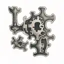 A tattoo of the iconic Saw jigsaw puzzle piece tattoo design idea