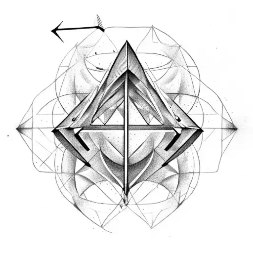 arrow with 2 circles, a pentagon and hexagon  tattoo design idea