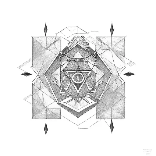 arrow with 2 circles, a pentagon and hexagon along the shaft tattoo design idea