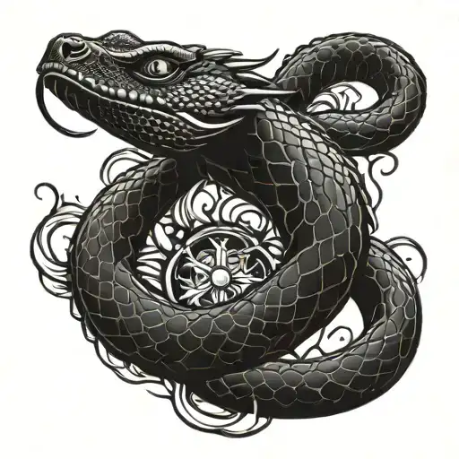 black mamba snake ouroboros dragon tattoo design idea